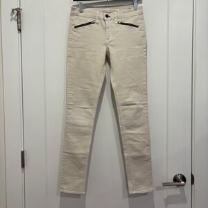 Rag & Bone Jean Women 28 Beige Moto Skinny Pants Zipper Pockets Knee Panels